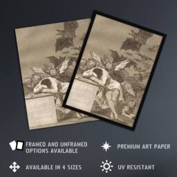 "Artery8 The Sleep of Reason Produces Monsters Goya Wall Art Poster Print in Grey - Size: W18"" x H24""" - thumbnail 2