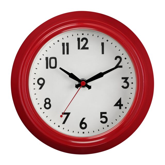Orsina Metal White Face Wall Clock in Red - image 1