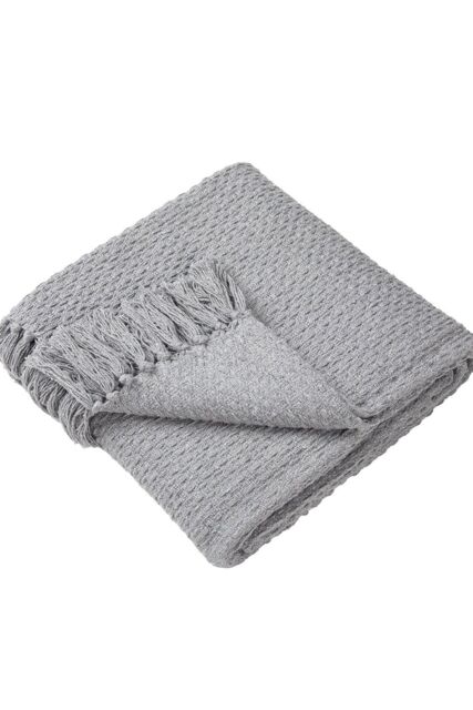Drift Home 'Hayden' Textured Woven Throw in Grey - Size: 200 cm x 200 cm - image 1
