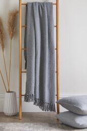 Drift Home 'Hayden' Textured Woven Throw in Grey - Size: 200 cm x 200 cm - thumbnail 2