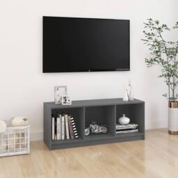 Berkfield Home TV Cabinet Grey 104x33x41 cm Solid Pinewood - Size: 104 x 33 x 41 cm - thumbnail 2