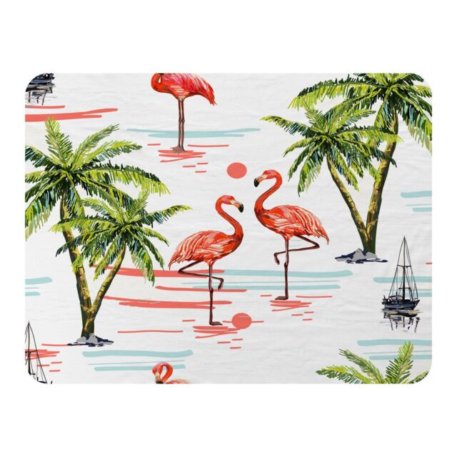 Benjamin Tate Design Flamingo & Palm Trees Blanket in Natural - Size: 120 cm x 150 cm - image 1