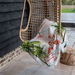 Benjamin Tate Design Flamingo & Palm Trees Blanket in Natural - Size: 120 cm x 150 cm - thumbnail 4