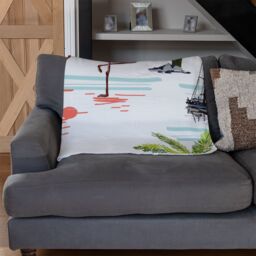 Benjamin Tate Design Flamingo & Palm Trees Blanket in Natural - Size: 120 cm x 150 cm - thumbnail 2