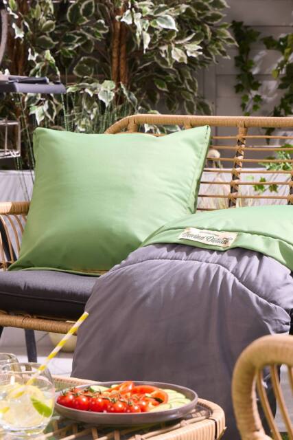 Slumberdown Unwind Outside Outdoor 2 in 1 Blanket Cushion in Light Green - Size: 45 cm x 45 cm - image 1
