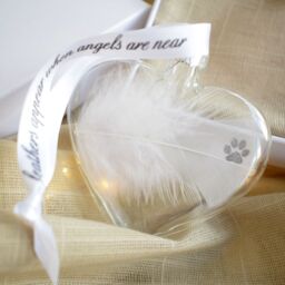 Amaya Rose Ltd PAW Print In Memory of Feather Heart Bauble Gift Boxed in Clear - thumbnail 5