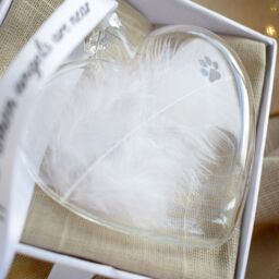 Amaya Rose Ltd PAW Print In Memory of Feather Heart Bauble Gift Boxed in Clear - thumbnail 4