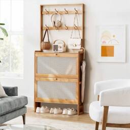 SPETLEK Bamboo Shoe Cabinet Clothes Rack in Brown - thumbnail 3