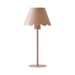ValueLights Hattie Rechargeable Metal Scalloped Edge Portable Table Lamp in Pale Pink - thumbnail 3