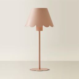 ValueLights Hattie Rechargeable Metal Scalloped Edge Portable Table Lamp in Pale Pink - thumbnail 6