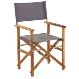 Wyld and Coco Garden Director's Chairs 2 Pack Foldable Acacia Wood Grey Fabric - thumbnail 4