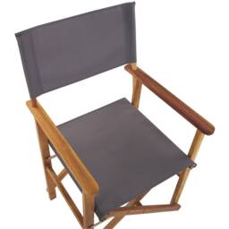 Wyld and Coco Garden Director's Chairs 2 Pack Foldable Acacia Wood Grey Fabric - thumbnail 8
