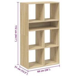 Berkfield Home Book Cabinet Sonoma Oak 66x31x112 cm Engineered Wood in Brown - Size: 66 x 31 x 112 cm - thumbnail 9