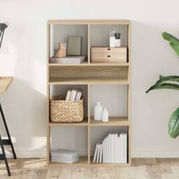 Berkfield Home Book Cabinet Sonoma Oak 66x31x112 cm Engineered Wood in Brown - Size: 66 x 31 x 112 cm - thumbnail 3