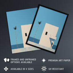 "Artery8 Wall Art Print Single Palm Tree By Amy Denver Minimalist Soft Pastel Blue Minimalism Simple Modern Artwork Art Framed - Size: W12"" x H16""" - thumbnail 2