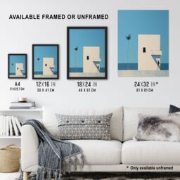 "Artery8 Wall Art Print Single Palm Tree By Amy Denver Minimalist Soft Pastel Blue Minimalism Simple Modern Artwork Art Framed - Size: W12"" x H16""" - thumbnail 3