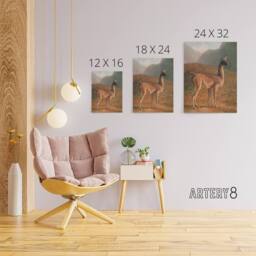 "Artery8 Guanaco Llama in Mountain Landscape Agasse Canvas Wall Art - Size: W18"" x H24""" - thumbnail 4