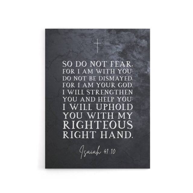 "Artery8 Isaiah 41 10 Do Not Fear For I Am Bible Quote Canvas Wall Art Print in Grey - Size: W24"" x H32""" - image 1