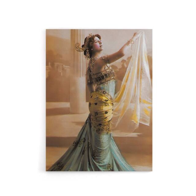 "Artery8 Hand Coloured Portrait Dancer Spy Mata Hari Canvas Wall Art Print - Size: W18"" x H24""" - image 1