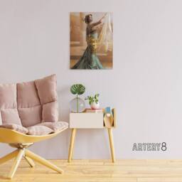 "Artery8 Hand Coloured Portrait Dancer Spy Mata Hari Canvas Wall Art Print - Size: W18"" x H24""" - thumbnail 3