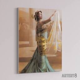 "Artery8 Hand Coloured Portrait Dancer Spy Mata Hari Canvas Wall Art Print - Size: W18"" x H24""" - thumbnail 2