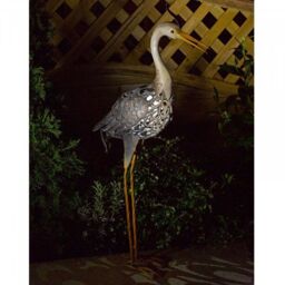 Marco Paul 81cm White Metal Solar Silhouette Heron Ornament