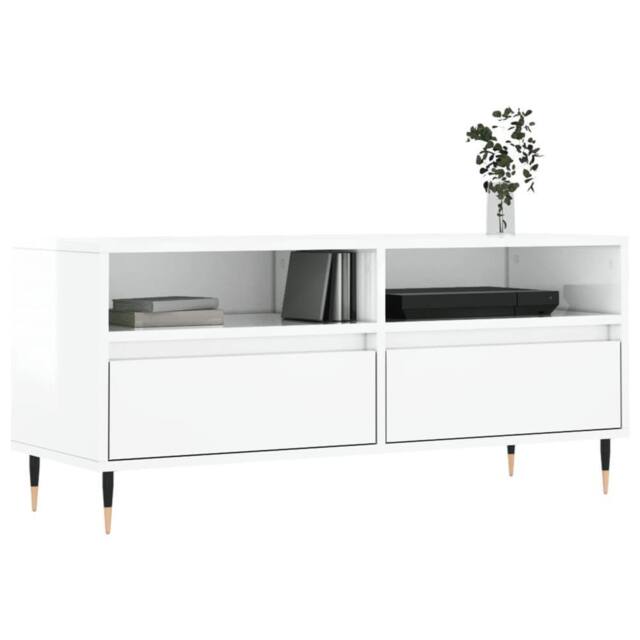 Berkfield Home TV Cabinet High Gloss White 100x34.5x44.5 cm Engineered Wood - image 1