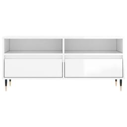 Berkfield Home TV Cabinet High Gloss White 100x34.5x44.5 cm Engineered Wood - thumbnail 5
