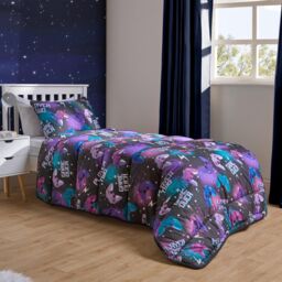 OHS Gaming Coverless 10.5 Tog Duvet Set Bed Quilted Gamer Pillowcase in Black - Size: Single - thumbnail 2