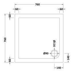 Balterley Premium Slip Resistant Square Shower Tray - Durable Stone Resin, Modern in White - thumbnail 4