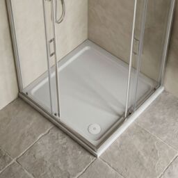 Balterley Premium Slip Resistant Square Shower Tray - Durable Stone Resin, Modern in White - thumbnail 5