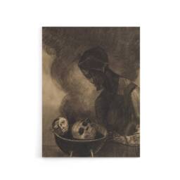 "Artery8 Cauldron of the Sorceress Redon Vintage Canvas Wall Art in Grey - Size: W18"" x H24""" - thumbnail 1