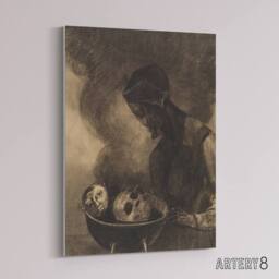 "Artery8 Cauldron of the Sorceress Redon Vintage Canvas Wall Art in Grey - Size: W18"" x H24""" - thumbnail 2