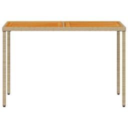 Berkfield Home Garden Table with Acacia Wood Top Beige 115x54x74 cm Poly Rattan - Size: 115 x 54 x 74 cm - thumbnail 4