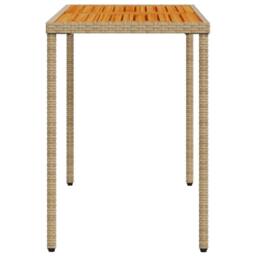 Berkfield Home Garden Table with Acacia Wood Top Beige 115x54x74 cm Poly Rattan - Size: 115 x 54 x 74 cm - thumbnail 5