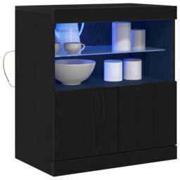 Berkfield Home Sideboard with LED Lights Black Oak 60x37x67 cm - Size: 60 x 37 x 67 cm - thumbnail 3