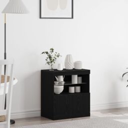 Berkfield Home Sideboard with LED Lights Black Oak 60x37x67 cm - Size: 60 x 37 x 67 cm - thumbnail 1