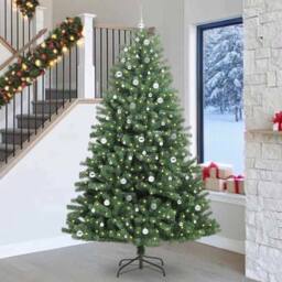 Berkfield Home Artificial Hinged Christmas Tree Green 270 cm PVC & Metal - thumbnail 1