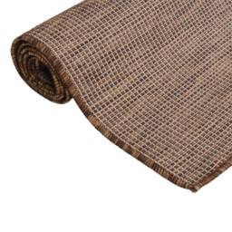 Berkfield Home Outdoor Flatweave Rug 80x150 cm Brown - Size: 100 cm diameter - thumbnail 3
