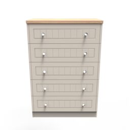 Ready Assembled 2 U Norton 5 Drawer Chest (Ready Assembled) in Taupe - Size: Large - thumbnail 1