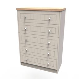 Ready Assembled 2 U Norton 5 Drawer Chest (Ready Assembled) in Taupe - Size: Large - thumbnail 3