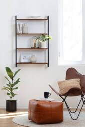 MH London Wall Shelf Solid Wood & Metal Shelf Bookshelves - Phantom in Walnut - thumbnail 3