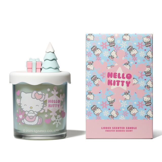 Hello Kitty Frosted Berries Scented Candle - Seasons Collection, 3D Lid, Jar in Blue - Size: Medium - image 1