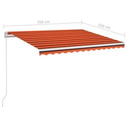 Berkfield Home Manual Retractable Awning with LED 350x250 cm Orange & Brown - thumbnail 7
