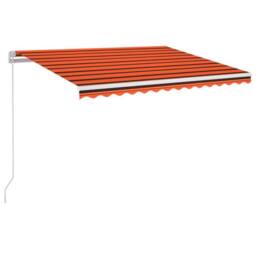 Berkfield Home Manual Retractable Awning with LED 350x250 cm Orange & Brown - thumbnail 2