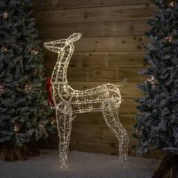 Samuel Alexander 1.24m Acrylic Christmas Deer Decoration. Red Bow & 880 White LEDs - thumbnail 3