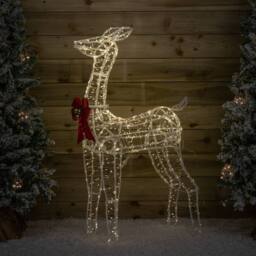 Samuel Alexander 1.24m Acrylic Christmas Deer Decoration. Red Bow & 880 White LEDs - thumbnail 2