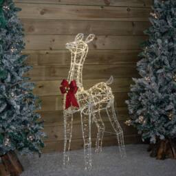 Samuel Alexander 1.24m Acrylic Christmas Deer Decoration. Red Bow & 880 White LEDs - thumbnail 4