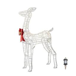 Samuel Alexander 1.24m Acrylic Christmas Deer Decoration. Red Bow & 880 White LEDs