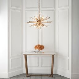 Loops Large Antique Brass Ceiling Pendant Light - 8 Bulb Hanging Fitting - Prism Glass in Clear - thumbnail 4